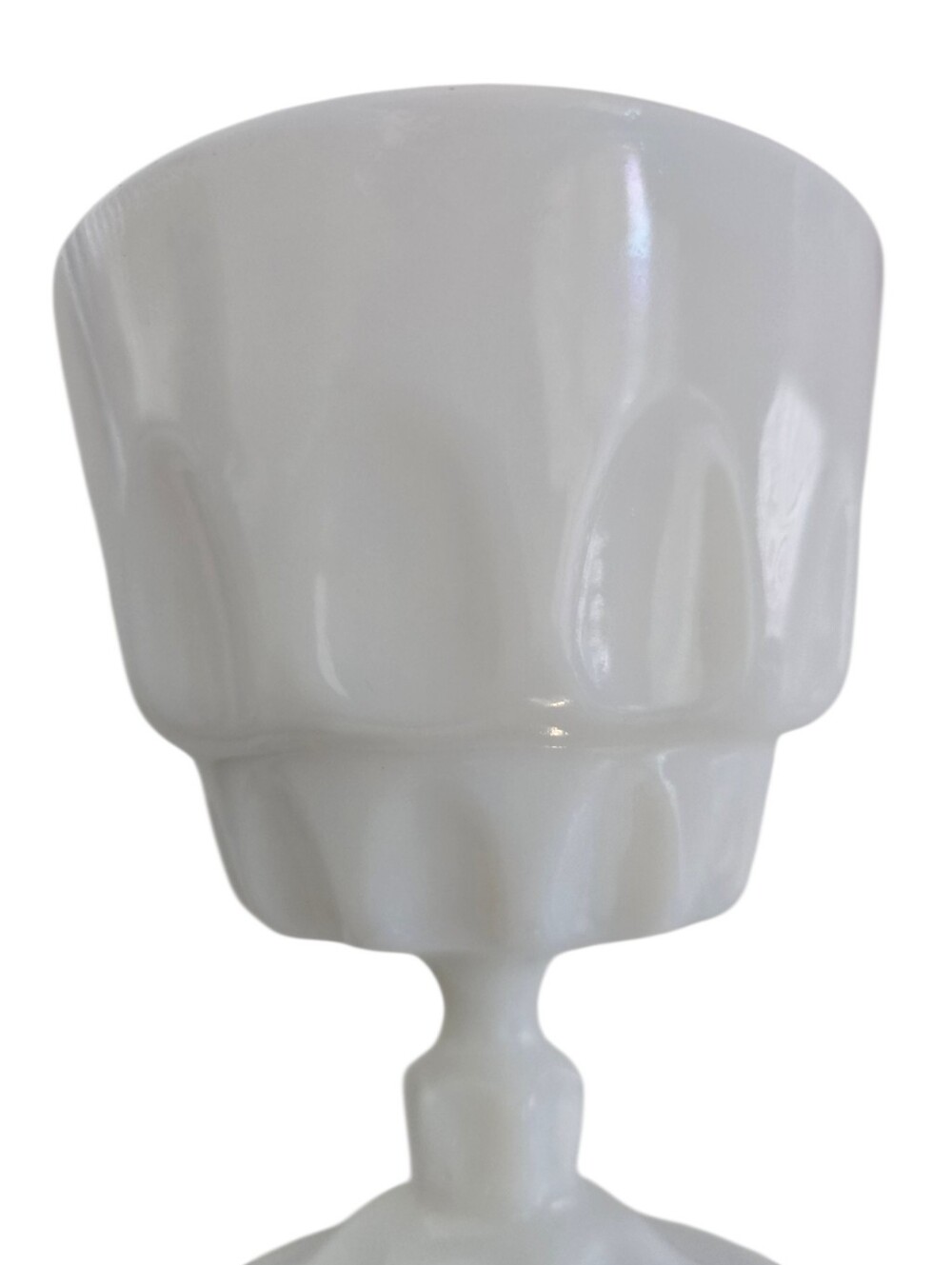 Vintage White Milk Glass Pedestal Goblet Scalloped Paneled Compote Vase - Picture 4 of 6